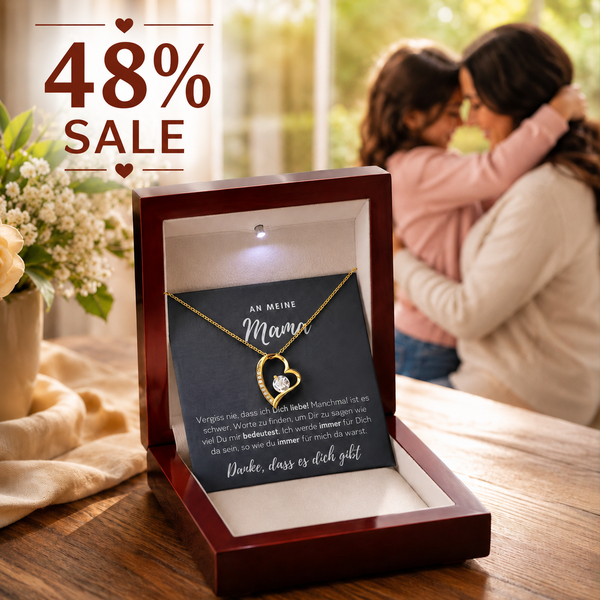 Kette für Mama im Mahagoni-Lichterkästchen in Gold