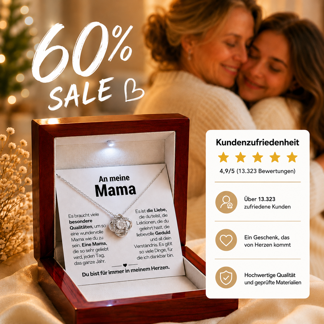 Kette für Mama im Mahagoni-Lichterkästchen